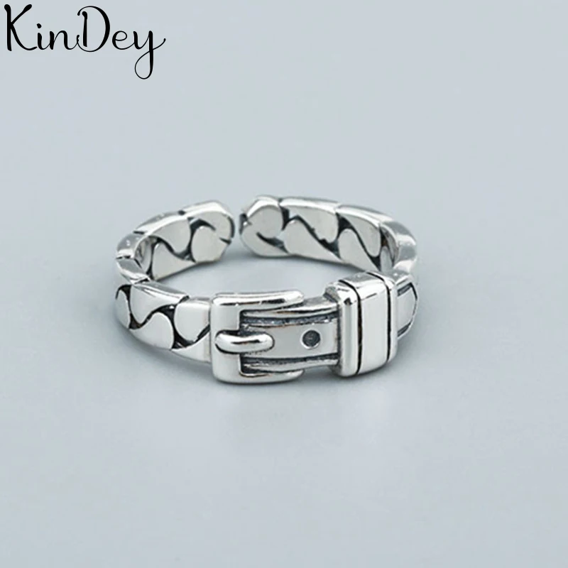 Punk Fancy Silver Color Belt Rings for Women Men Large Adjustable Size aneis | Украшения и аксессуары