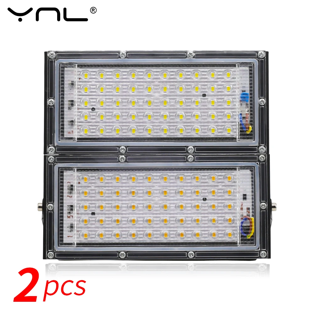 2pcs LED Flood Light 50W AC 220V 240V FloodLight Waterproof IP65 Outdoor Lighting Wall Reflector Lamp Garden Square Spotlight