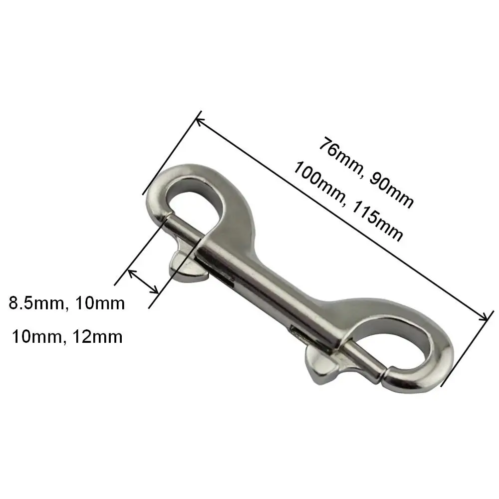 5PCS Double Ended Scuba Bolt Snap Stainless Steel 316 Heavy Duty 90mm 100mm  115mm Length Double Ended Locking Swivel Snap Hook