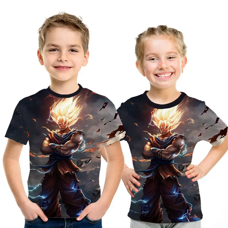 

Dragon ball Children's Short Sleeve t-Shirt Hero Goku Boys and Girls Casual Sweatshirt Super Sai yan Harajuku Hip-Hop Top tshirt