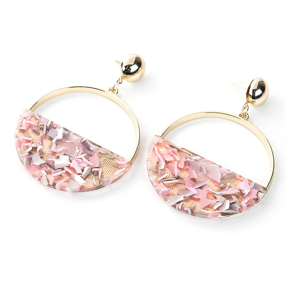 

Alloy Circle Semicircle Round Acrylic Drop Earrings for Women Bohemian Acetate Plate Geometric Big Earings Fashion Jewelry 2019