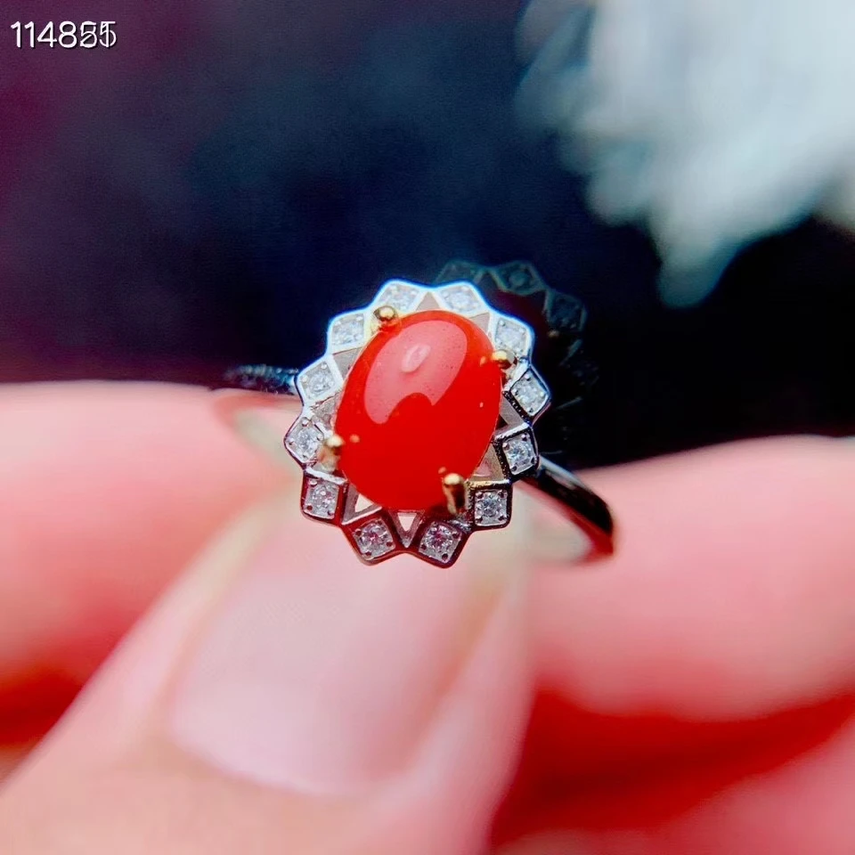 Red Coral Sterling Silver Ring Hand Forged By Omer 24 k Gold Plated Ha