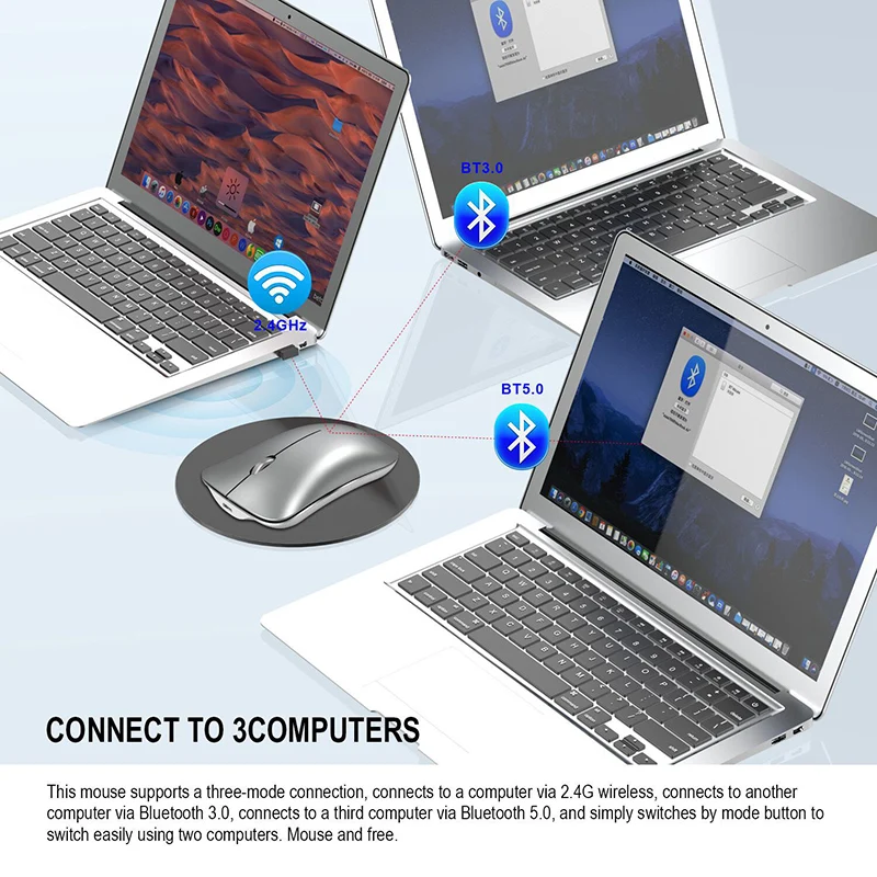 2,4G Беспроводная Bluetooth мышь Бесшумная 1600 dpi Pro игровая мышь для Macbook Air Pro lenovo перезаряжаемая компьютерная мышь для геймера