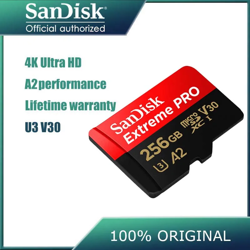 Флэш-карта памяти SanDisk 64 Гб micro sd 256 ГБ 128 U3 V30 A2 32 A1 SDHC/SDXC UHS-I 4K TF-карта для камеры Drone