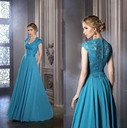 Dark Green V-neck Mother Dress Lace A-line Sleeveless Chiffon Pleated Floor Length Formal Party Mother's Bridal Gown Свадебное