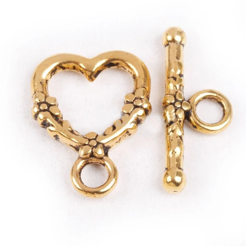 20 комплектов в форме сердца металлические замочки крючки фурнитура для изготовления ювелирных изделий ювелирные изделия из тибетского серебра застежка Diy браслет ожерелье