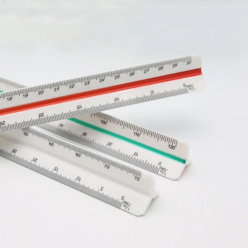 Maak een sneeuwpop Herenhuis Gewaad 30Cm Driehoekige Schaal Driehoek Metrische Schaal Heerser 3 Kanten Kleur  Gecodeerd Voor Architect Ingenieur Technische Meetinstrument Plastic|null|  - AliExpress