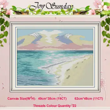 

Beach painting counted 11CT 14CT Scenery Cross Stitch Sets DIY Chinese Cross-stitch Kits Embroidery Needlework Home Decor