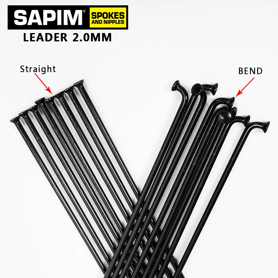 Bicycle Spokes Sapim 2.0 mm Round Straight J-bend Black Nipple for MTB Road