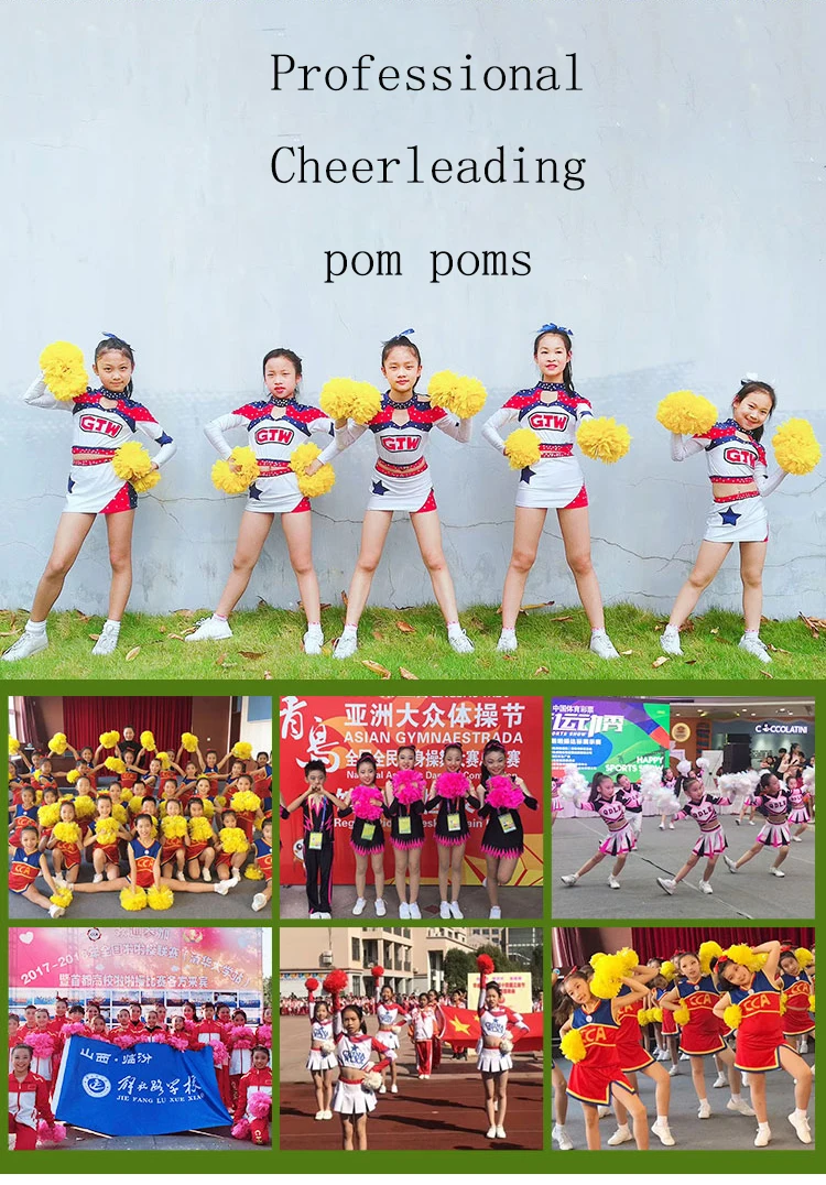 Помпоны для Черлидинга cheer pom ball 6 шт. с пластиковой ручкой металлический растягиватель cheer dance decorator club sport 3 пары