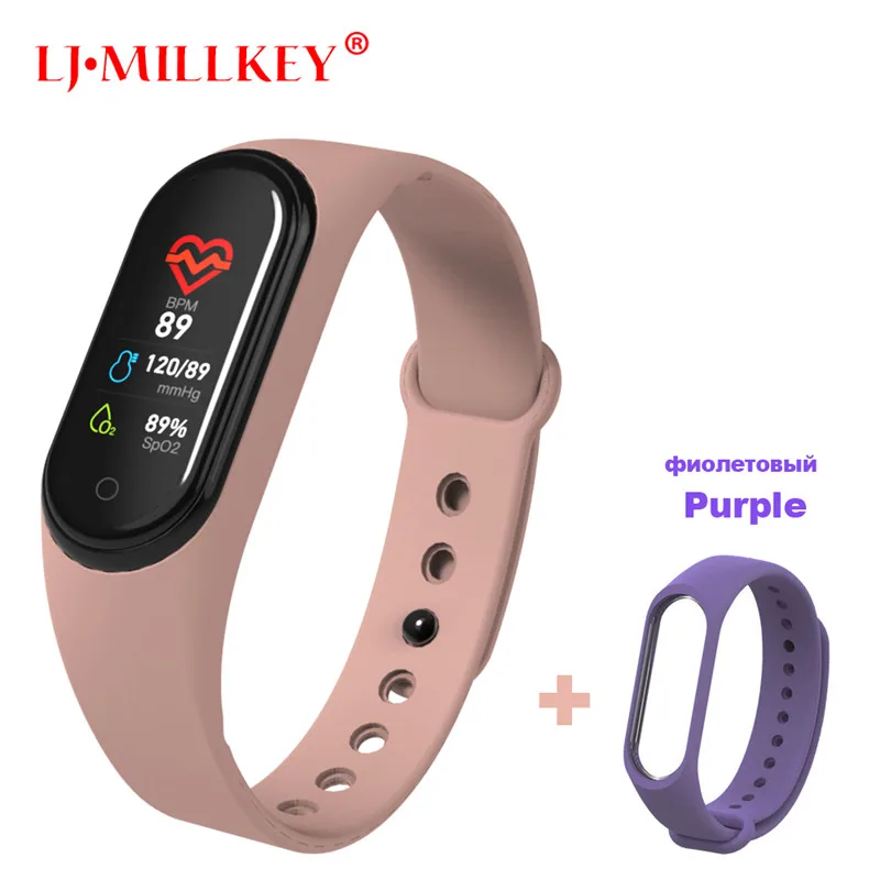 M4 Pink x Purple Умный Браслет Интеллектуальный трекер активности M4 умный Браслет Смарт-браслет 4 пульсометр фитнес-трекер умные часы для мужчин и женщин - Цвет: M4 Pink x Purple
