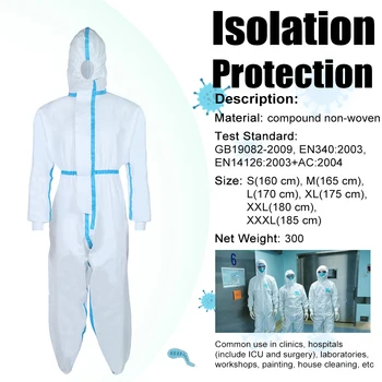 

Disposable Clothing Waterproof Work Safety Coverall Protection Isolation Suit White Coverall Hazmat Suit Protection Protective