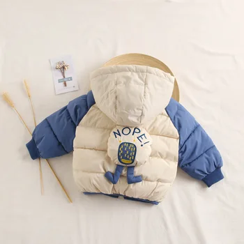 

JXYSY Girls Coats Winter Jacket Kids Doll Cotton Coat Jacket Hooded Parkar Girls Blue White Color Matching Down Padded Coats