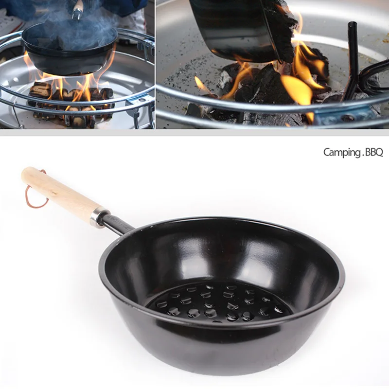 BBQ charcoal pot anti-scald durable Grill Tools Lighter Basket Charcoal Grilling Coal Pot Barbeque Wood Handle Camping Cookware | Спорт и