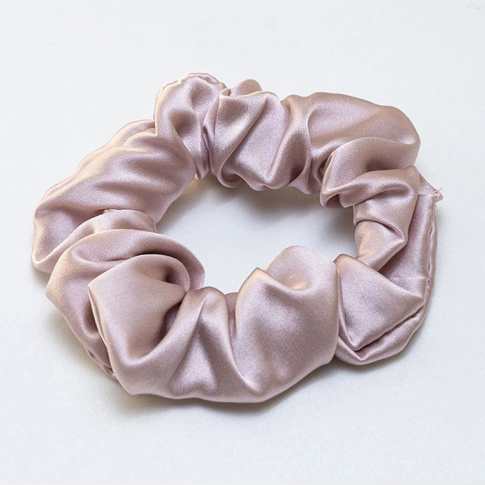 100% Pure Silk Scrunchies Hair Accessories Charmeuse Hair Bands Ties Elastics Ponytail Holders for Women Girls 19 Momme 3.5CM head accessories female