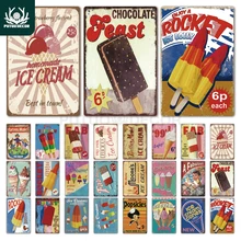 Табличка для мороженого, металлическая винтажная Оловянная табличка для мороженого, Ретро металлическая Оловянная вывеска, Настенный декор для мороженого, магазин, железная живопись, декоративная тарелка