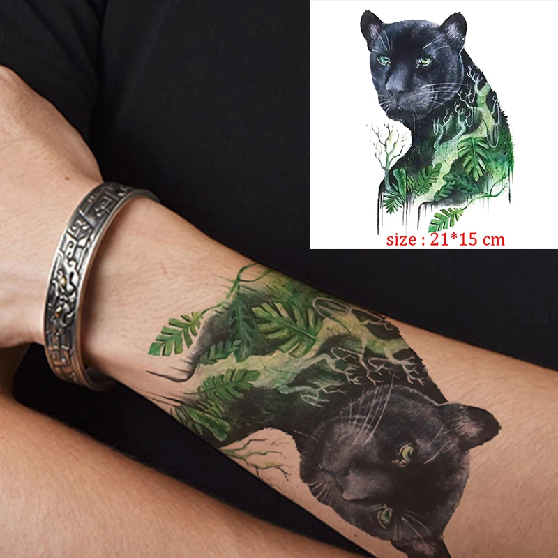 Временные фальшивые татуировки, леопард, большая пантера, водонепроницаемые тату-Стикеры, большая кошка, животное, боди-арт, флеш-тату для мужчин, девочек, детей, мальчиков