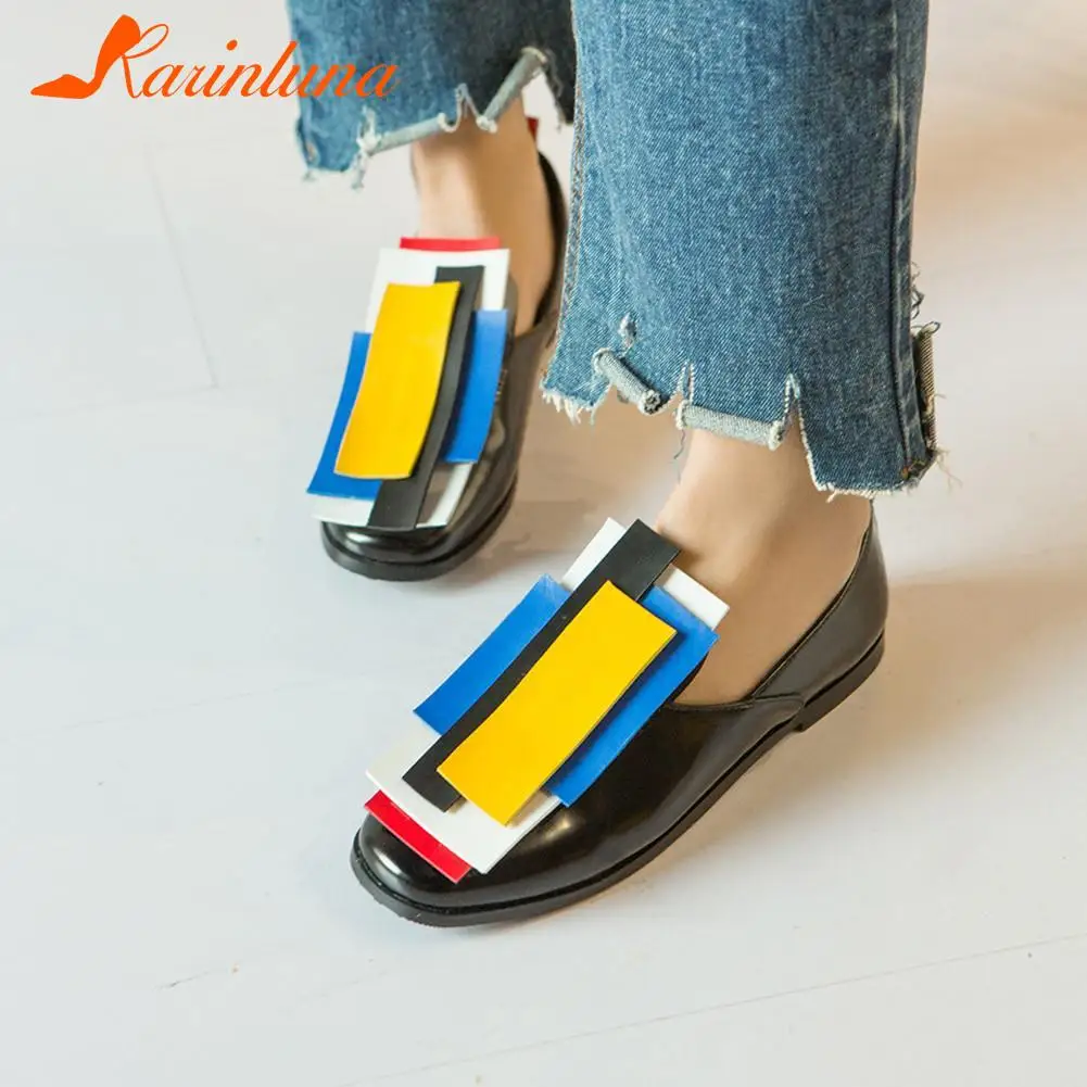 

KARINLUNA Big Size 32-45 Brand New Ladies Slip-On Flats Fashion Mixed Colors Flats Women 2021 Party Comfy Pump Shoes Woman