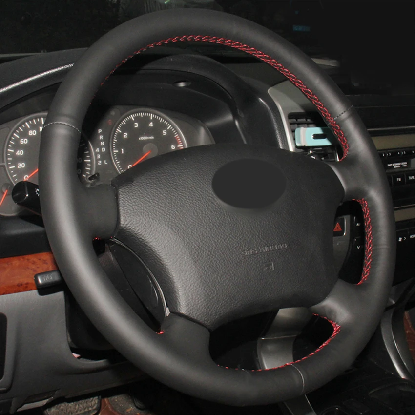 Прошитый вручную черный кожаный чехол на руль для Toyota Land Cruiser Prado 120 2004-2009 Land Cruiser 1995