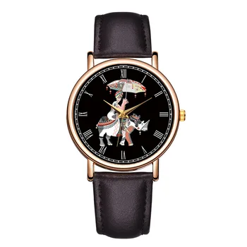 

Trend School Wind Female Student Thin Belt Quartz Watch Personality Stitching Pattern Diamond Watch Female Christmas Gift