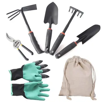 

Gardening Tool Set (Transplant Shovel/Trowel/Rake/Double-Sided Weeder/2PCS Gloves/Pruner/Burlap Bag) Garden Accessories