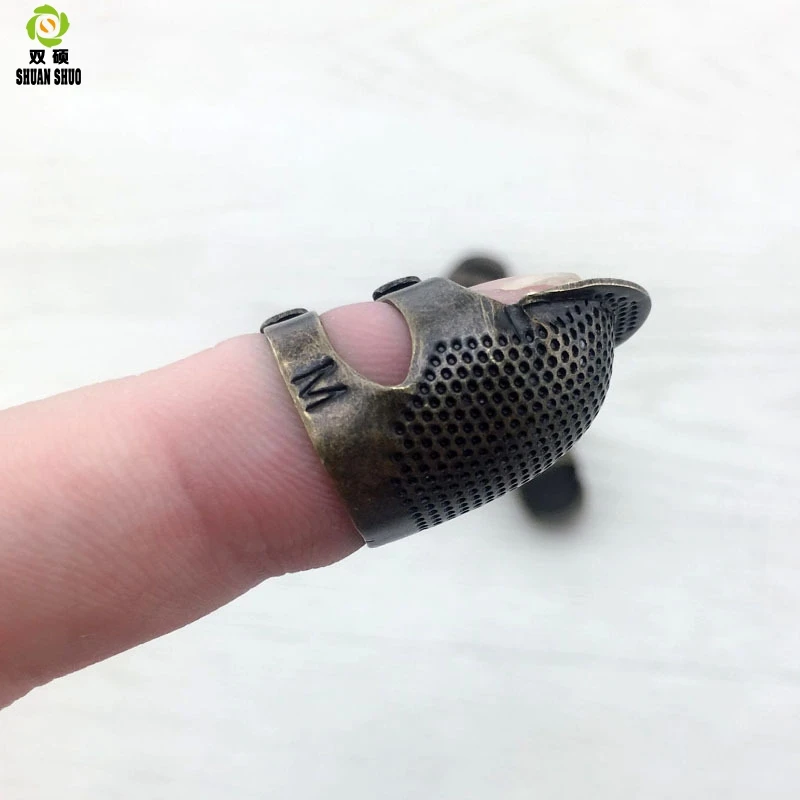 Бронзовое регулируемое кольцо-наперсток ручной работы Нескользящая вышивка сопротивление Винтаж игольчатый рукав для пальца