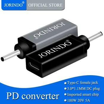 

JORINDO ASUS notebook power adapter 100W converter,Type-C female plug to DC3.0*1.1 male plug Power charging converter,5A
