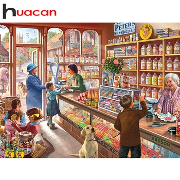 

Huacan 5D DIY Diamond Painting Portrait Full Square/Round Diamond Embroidery Mosaic Street Store Decorations