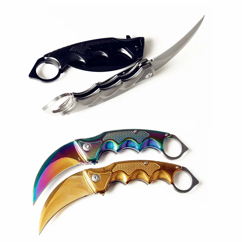 Новое складное лезвие Karambit нож с металлической ручкой Csgo быстро открывающийся тактический карманный нож для выживания на открытом воздухе боевой инструмент для самообороны
