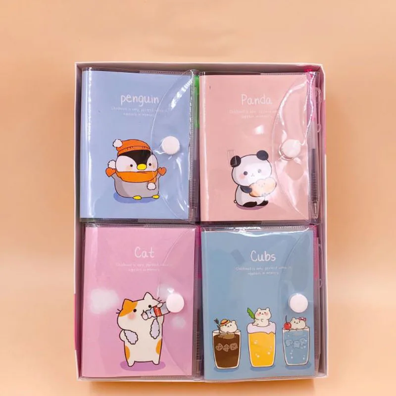 1 комплект мультяшная кошка панда Медведь Пингвин Мини Набор шариковых ручек записные книжки ручки корейские Канцтовары студенческий подарок