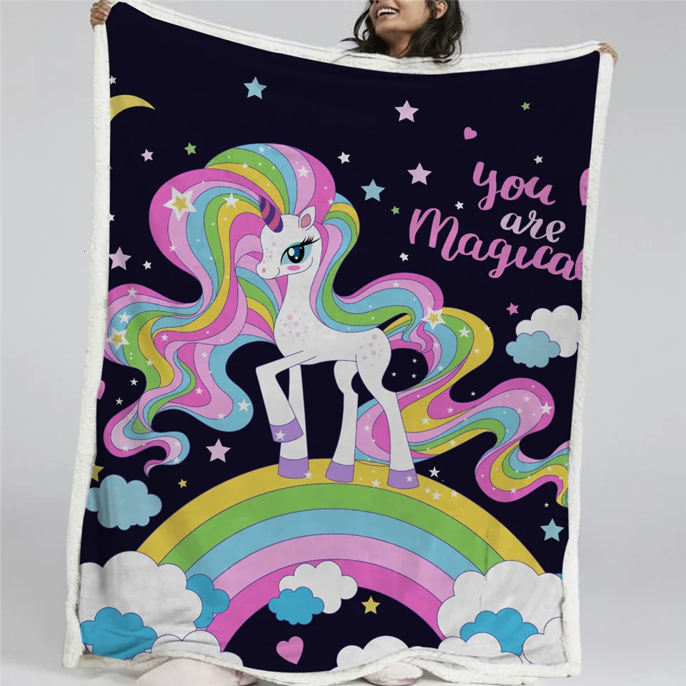 Magical Unicorn Sherpa Fleece Blanket