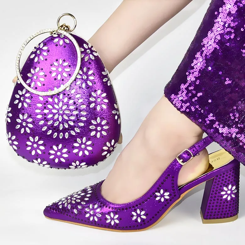 lilac court shoes and bag