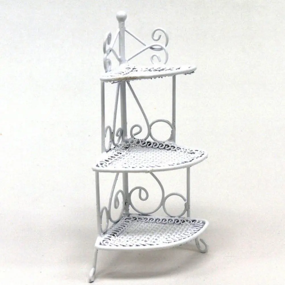 

1/12 Doll House Miniature Triangle Flower Stand Accessory Iron Art Desk Furniture Decor Kids Pretend Play Toys
