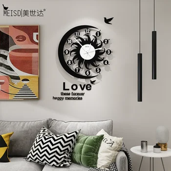 

MEISD Quality Quartz Wall Clock Mute Creative Design Watch DIY Mirror Stickers Wall Decorations Room Horloge Black Free Shipping
