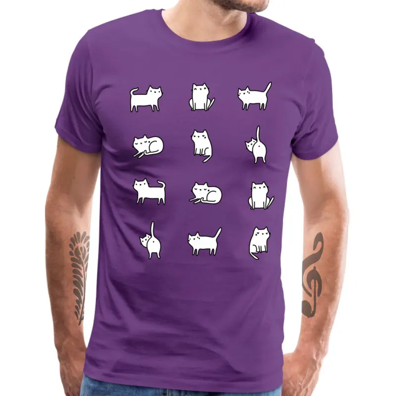 2018 Newest Men Tops & Tees Cats_Cats._1702 Printing Tshirts Cotton Short Sleeve Customized Tee Shirt Crew Neck Cats_Cats._1702 purple