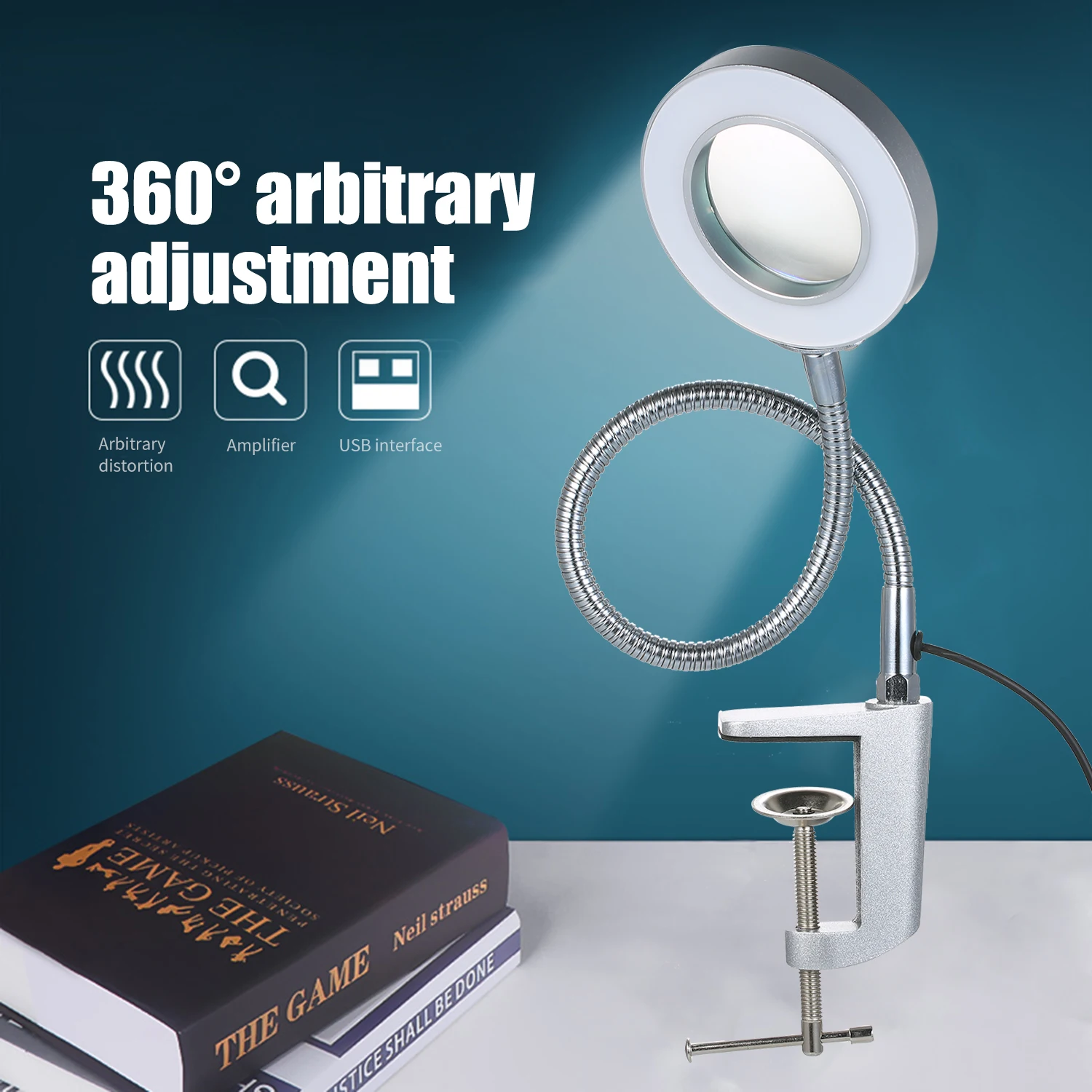 Увеличительное стекло с 42 SMD СВЕТОДИОДНЫЙ Свет 3X Зажимная лупа лампа USB Настольная Лупа Гибкая скамья тиски лупа для чтения