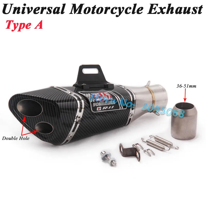 Универсальный мотоцикл Yoshimura выхлопной трубы Escape изменение мото 2 глушитель с отверстиями для Ninja400 Z250 R15 MT-09 GSXR150 CBR300 ER6N - Цвет: Type A