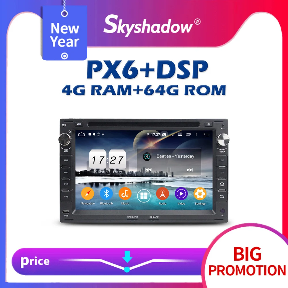 Автомобильный DVD плеер PX6 DSP IPS Android 10 4 Гб + 64 GPS карта RDS радио Wi Fi Bluetooth 5 0 для VW Passat B5