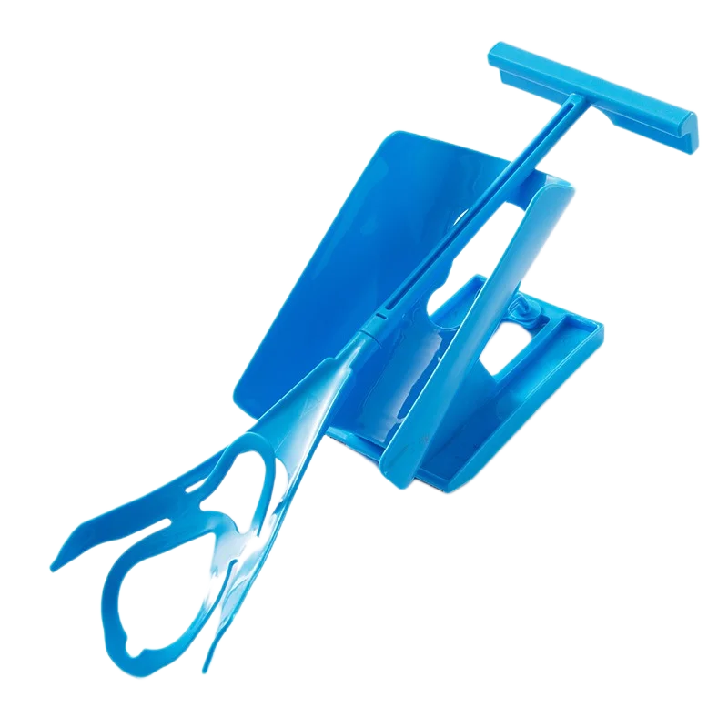 1pc Blue Sock Slider Aid Easy on off Sock Helper Kit Shoe Horn Pain Free No Bending Shoe Horn for Pregnancy Dressing Aids Tools