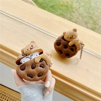 

Teyomi 3D Creative Cute Chocolate Bear Cookies Case For Airpods 1/2 Case Silicone Headphone Earphone Cover Case For Kids