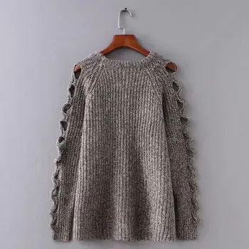 

Autumn Women O-Neck Sweaters Warm Long Sleeve Sweater Fashion Hollow Slim Loose Simple Thick Wild Tops c2