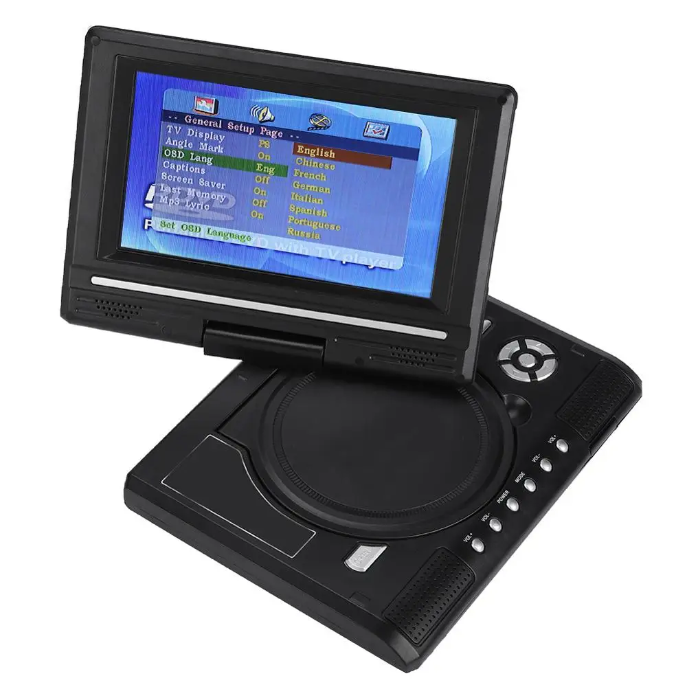 Портативный HD TV домашний автомобильный DVD плеер VCD CD MP3 игровой USB SD карты RCA 7