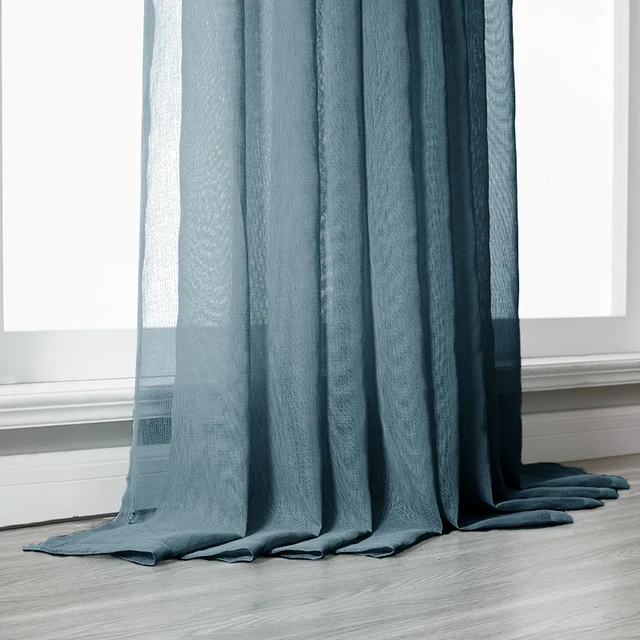 Tulle Curtains for Living Room Solid Color Modern Window Voile Curtains for Bedroom Kitchen Window Blinds Home Decoration Tulle Deep blue
