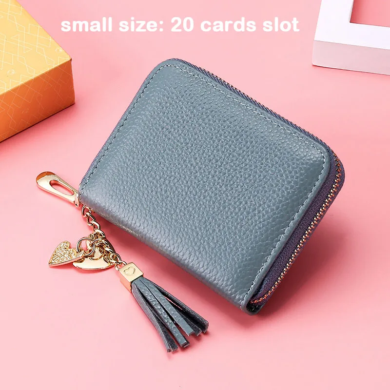 Small-blue209 Rfid-блокировка противоугонное дизайнерское женское портмоне-клатч Femme кошелек на молнии мульти-слот для карт большая емкость кисточка натуральная кожа - Цвет: Small-blue209