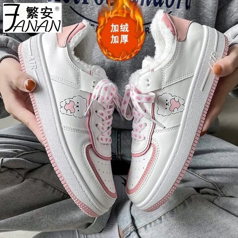 Zapatillas de deporte estilo japonés para mujer, zapatos vulcanizados de estilo Lolita, informales, de algodón y color blanco, Invierno - Calzado