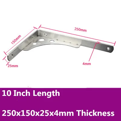 10 Inch Length 2 шт., 6-16 дюймов Длина Мебель сверхмощный треугольный угол нержавеющая сталь угловая скобка настенный кронштейн полки стол - Цвет: 10 Inch Length