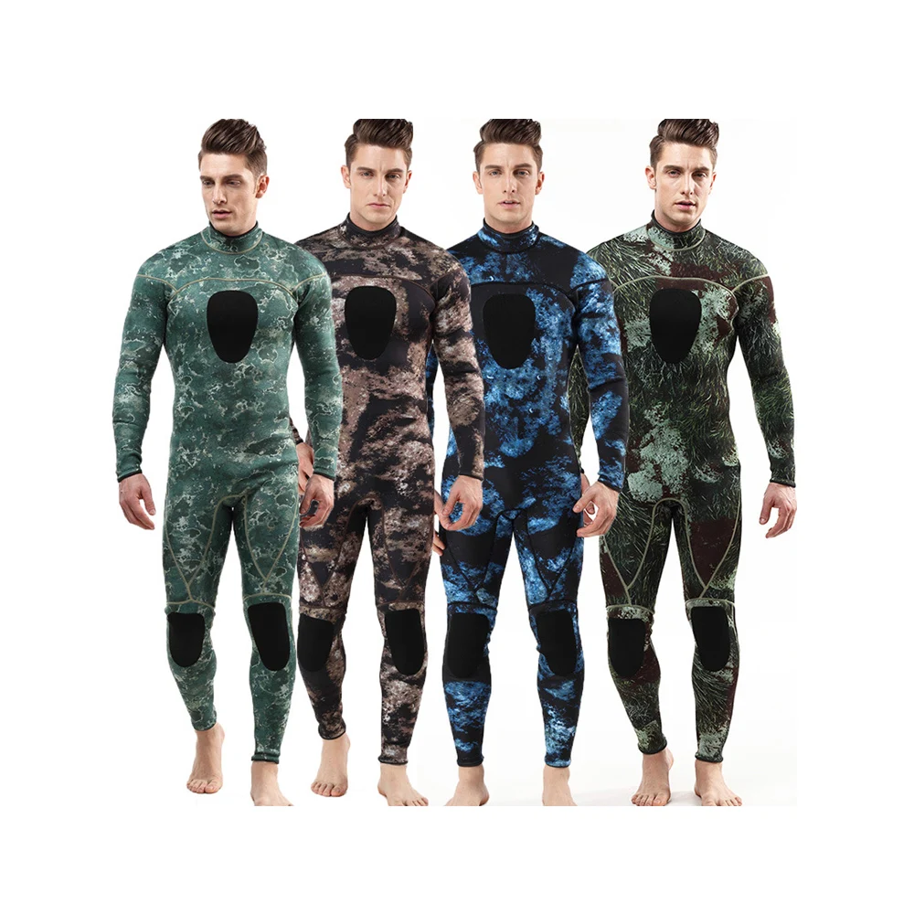

Mens spearfishing 3mm wetsuits One-Piece and Close Body wet suit sbart UV proction men Neoprene Camo Skin dive suit