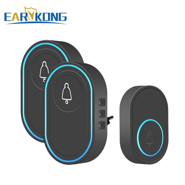 Intelligent Wireless Doorbell Home Welcome Doorbell Waterproof 300m Remote Smart Door Bell Chime EU UK US Plug Optional 2receivers 1button D