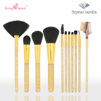 

12PCS New Crystal Makeup Brush Sets Foundation Powder Cosmetic Blush Eyeshadow Women Beauty Glitter Make Up Brush Tools