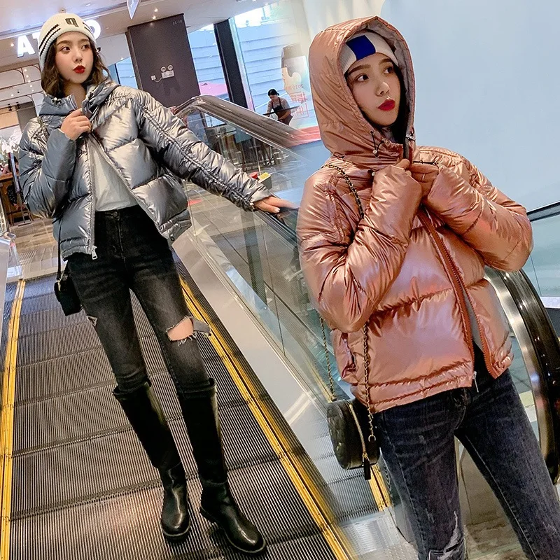 Online Celebrity Dongdaemun Bright Surface down Jacket Cotton-padded Clothes Women's Short down Coat New Style Winter CHIC